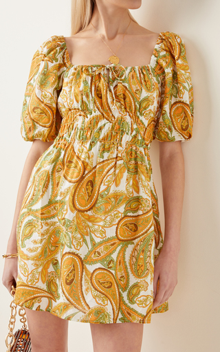 Nikoleta Juniper Paisley Print Linen Mini Dress展示图