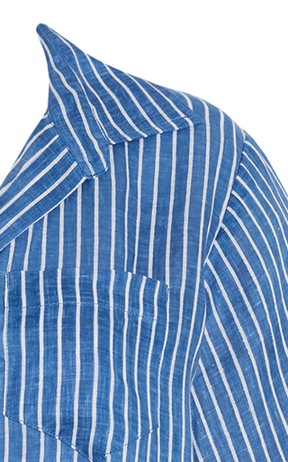 Deryn Antico Striped Linen Button-Down Shirt展示图