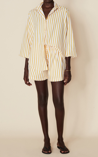 Sereno Martie Striped Cotton Poplin Shorts展示图