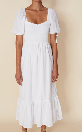 Lithana Cotton Poplin Peasant Midi Dress展示图