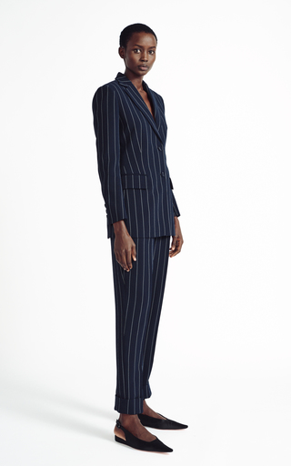 Gus Pin-Striped Crepe Straight-Leg Pants展示图