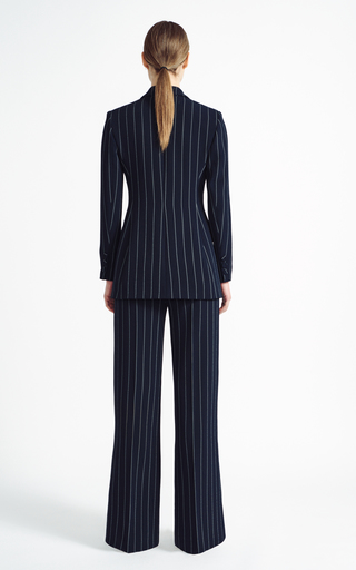 Hullinie Pin-Striped Crepe Wide-Leg Pants展示图