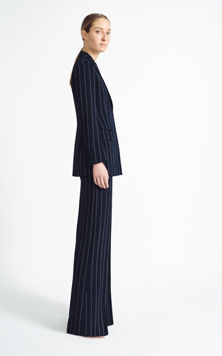 Hullinie Pin-Striped Crepe Wide-Leg Pants展示图