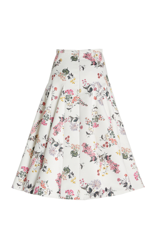 Aimee Botanical-Print Taffeta Faile Tiered A-Line Skirt展示图