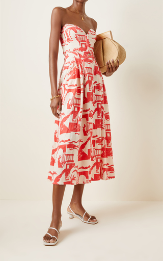 Rilynn Printed Woven-Hemp Strapless Top展示图