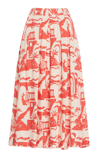 Tulay Printed Woven-Hemp Maxi Skirt展示图