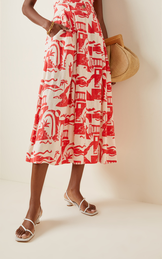 Tulay Printed Woven-Hemp Maxi Skirt展示图