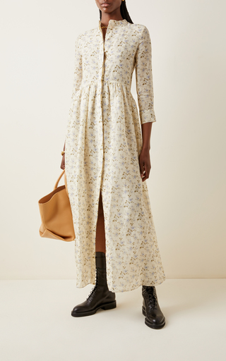 Exclusive Floral Cotton Voile Maxi Shirt Dress展示图