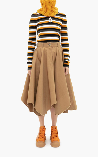 Asymmetric Cotton Twill Midi Skirt展示图