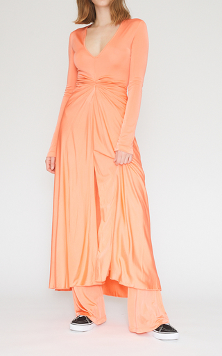 Sierra Draped Satin Midi Dress展示图