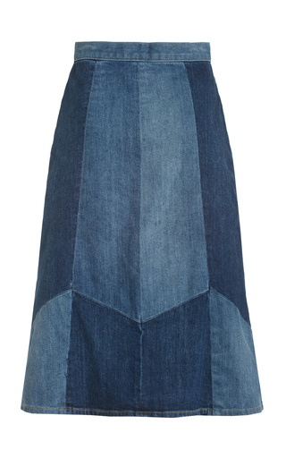 Madeline Patchwork Cotton-Blend Denim Skirt展示图