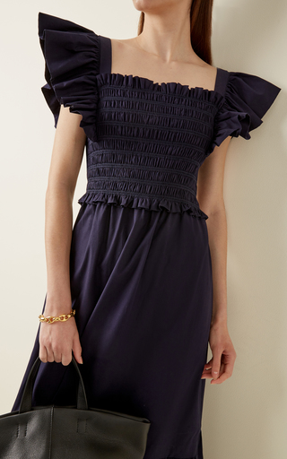 Gladys Hand-Smocked Cotton Midi Dress展示图