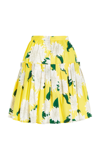 Pleated Dahlia-Print Cotton Midi Skirt展示图