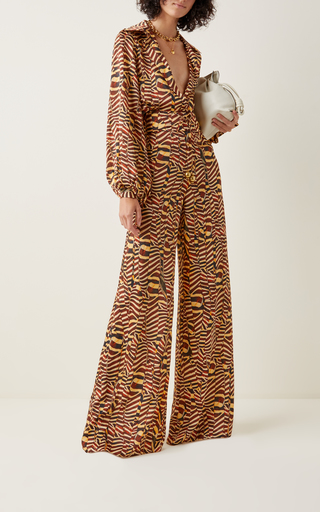 Cyprus Printed Georgette Wide-Leg Pants展示图