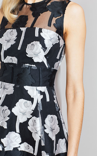 Rose Printed Fil Coup�� Tiered Dress展示图