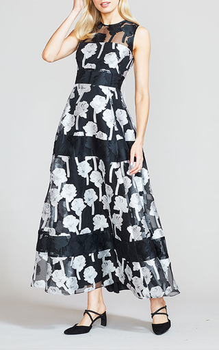 Rose Printed Fil Coup�� Tiered Dress展示图