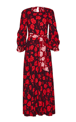 Double-Faced Rose Printed Crepe Dress展示图