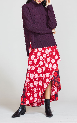 Double-Faced Rose Printed Crepe Midi Skirt展示图