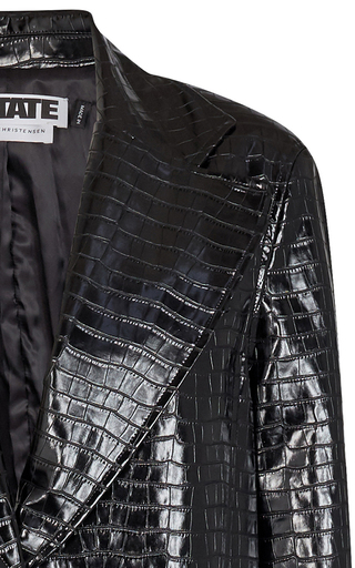 Eliane Croc-Effect Faux Leather Coat展示图