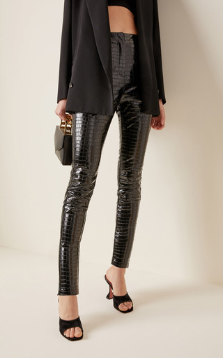 Jeanine Croc-Effect Faux Leather Skinny Pants展示图