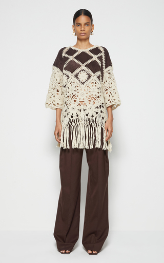 Noelle Crochet Fringed Suede Tunic展示图