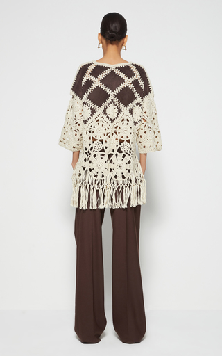 Noelle Crochet Fringed Suede Tunic展示图