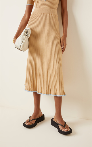 Felicia Contrast Cotton Midi Skirt展示图