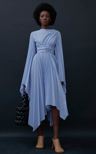 Wrap-Effect Cotton Blend Midi Dress展示图