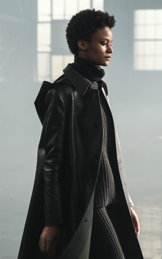 Previn Leather Trench Coat展示图