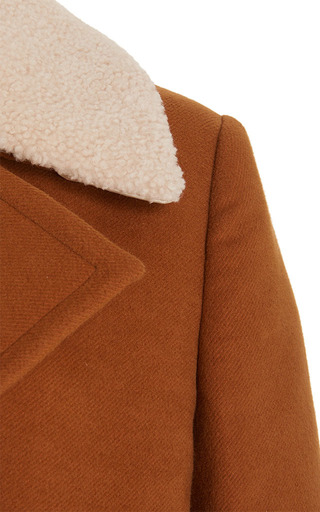 Tirzah Shearling-Collared Cotton-Twill Peacoat展示图