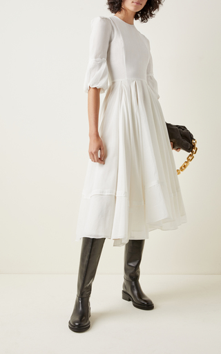 Tatum Pleated Cotton-Chiffon Midi Dress展示图