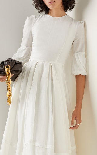 Tatum Pleated Cotton-Chiffon Midi Dress展示图