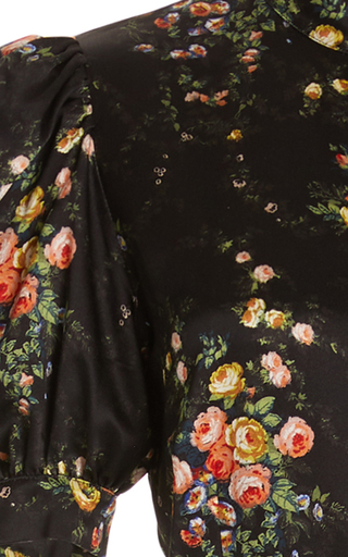 Tracy Puffed-Sleeve Silk-Crepe Dress展示图