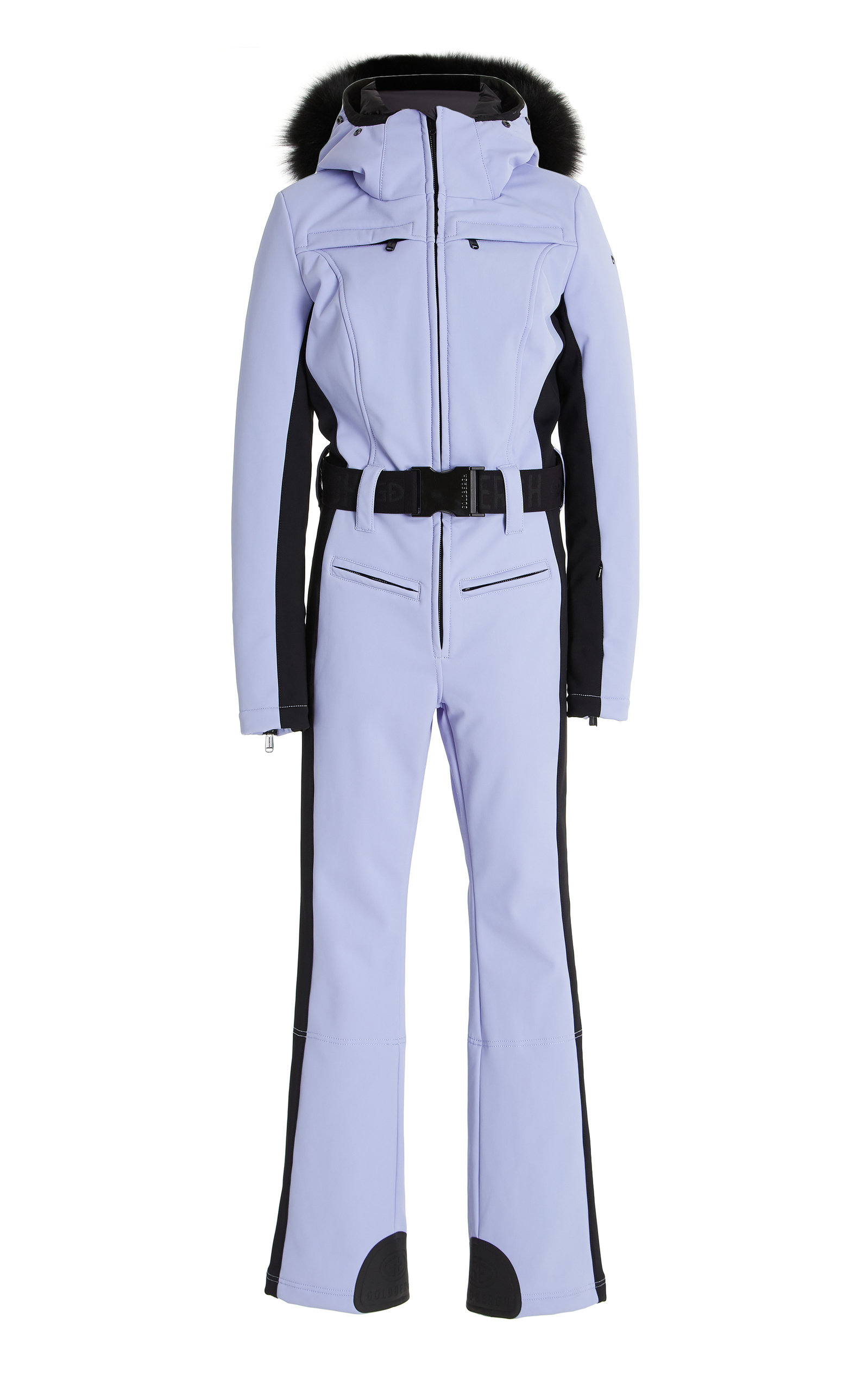 Goldbergh Parry' Belted Fox Fur Trim Hooded Down Ski Suit In Purple,white | ModeSens
