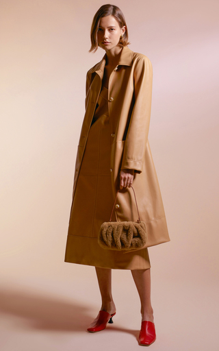 Maura Vegan Leather Longline Coat展示图