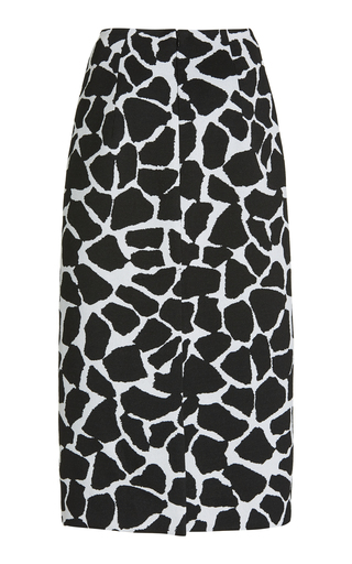 Giraffe-Printed Virgin Wool-Blend Pencil Skirt展示图