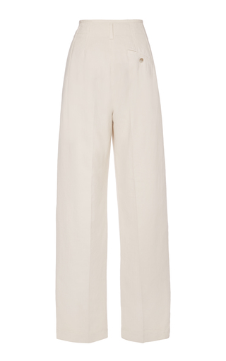 Pleated Cotton High-Rise Wide-Leg Pants展示图