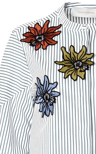 Eames Floral-Embroidered Striped Cotton Shirt展示图