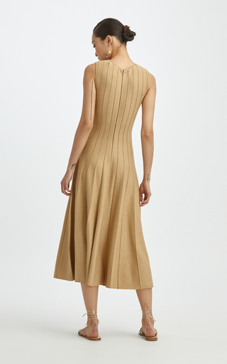 Lurex Pleated Virgin Wool Knit Midi Dress展示图