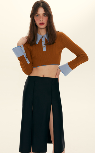 Blanca Ribbed-Knit Cropped Sweater展示图