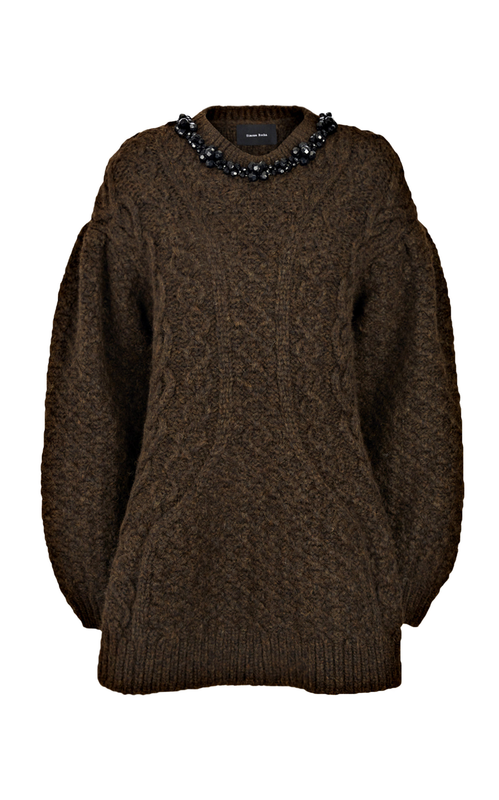 Simone Rocha Women's Crystal-embellished Knit Sweater In Black,brown