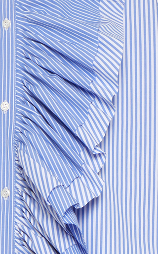 Tiered Striped Cotton Button-Down Shirt展示图