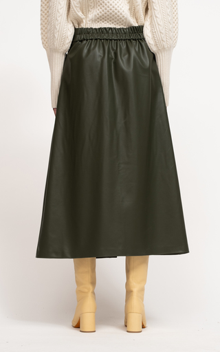 Lena Vegan Leather Midi Skirt展示图