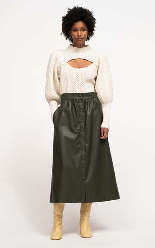 Lena Vegan Leather Midi Skirt展示图