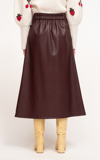 Lena Vegan Leather Midi Skirt展示图