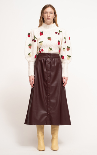 Lena Vegan Leather Midi Skirt展示图