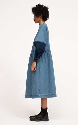 Zariyah Multi-Tonal Long-Sleeve Denim Dress展示图