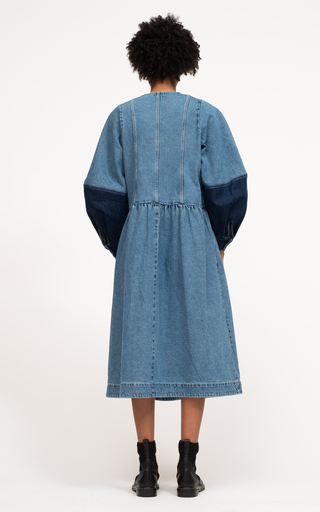 Zariyah Multi-Tonal Long-Sleeve Denim Dress展示图