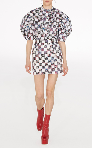 Checkered Cotton Gabardine Mini Skirt展示图