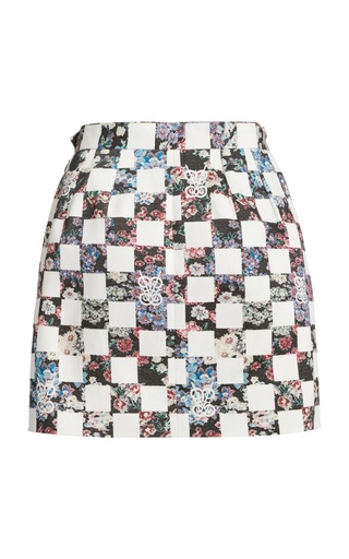 Checkered Cotton Gabardine Mini Skirt展示图